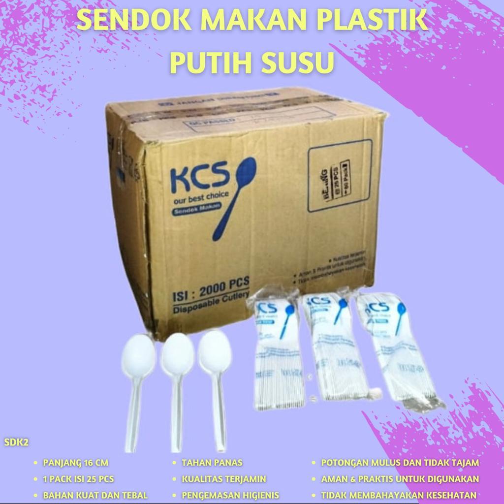 Sendok Makan Sendok Plastik Warna Putih Susu (Isi 25 Pcs-SDK2)