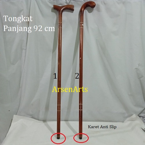 Teken Tongkat Kayu Jati Alat Bantu Jalan Motif Ukir Panjang 92 cm Anti Slip