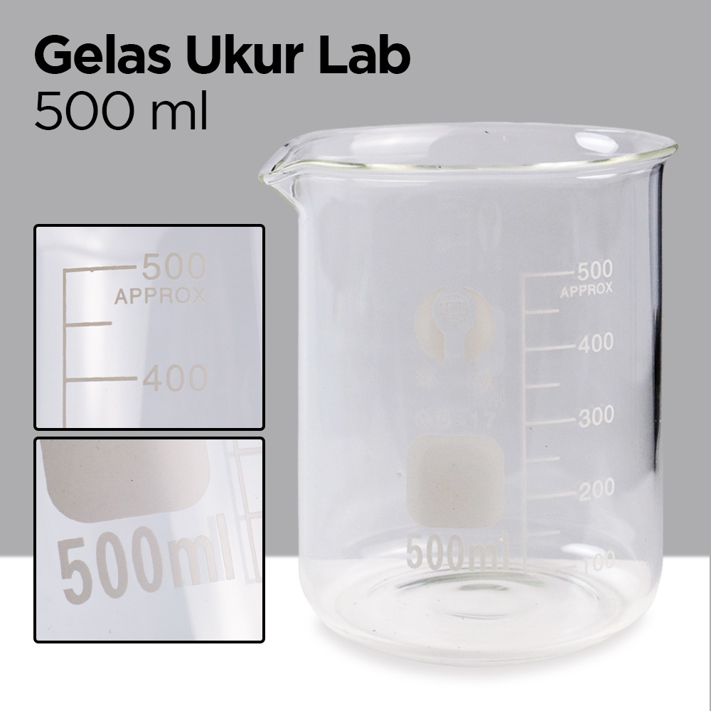 GUI8 Zhong Xing Peng Yue Gelas Ukur Lab Kimia Borosilicate Glass 500 Ml Gg-17 Transparent ORi-I