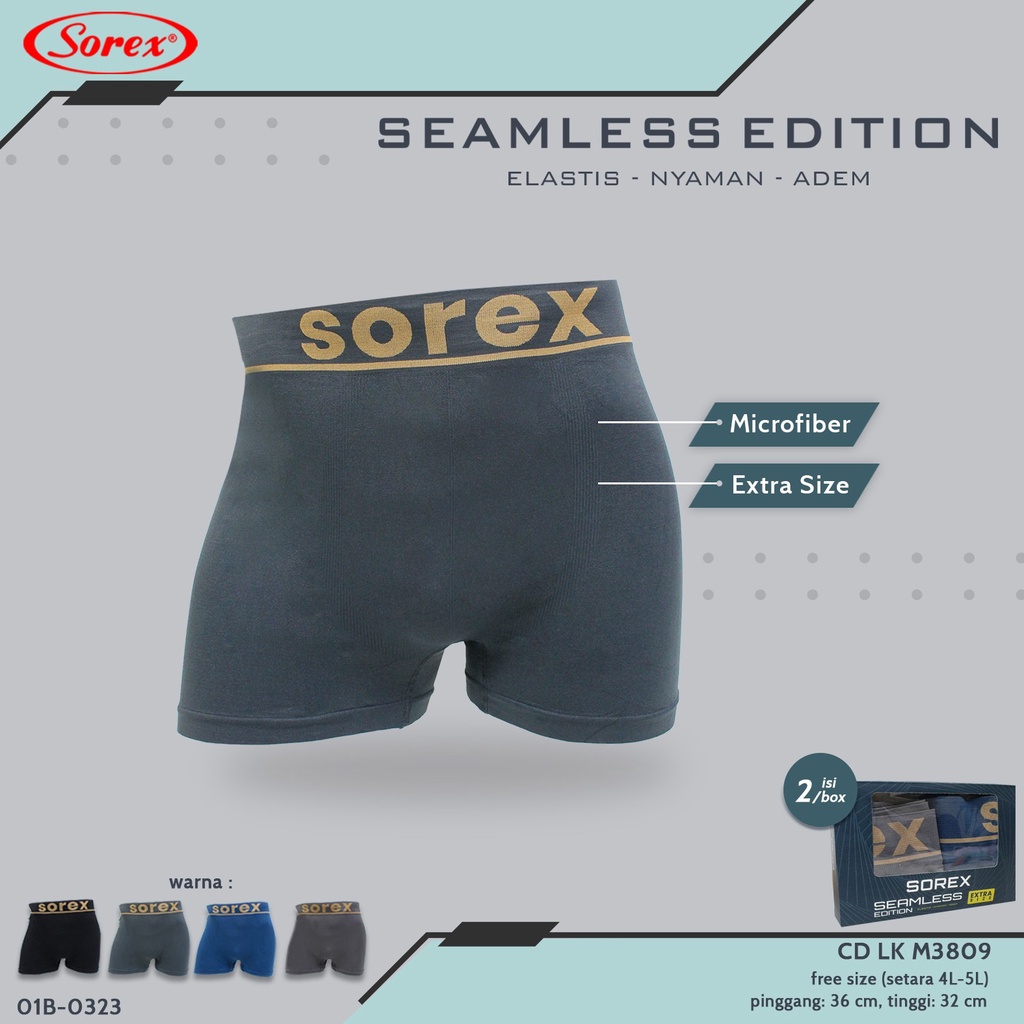 JUMBOO !! HARGA 1PCS  BOXER COWOK LAKI 3809 SOREX - BOXER SOREX COWOK LAKI - Sorex boxer LK M 3809 jumbo size setara 4L-5L seamless CELANA DALAM PRIA BOXER JUMBO BOXER SEAMLESS SOREX BB 75 - 100