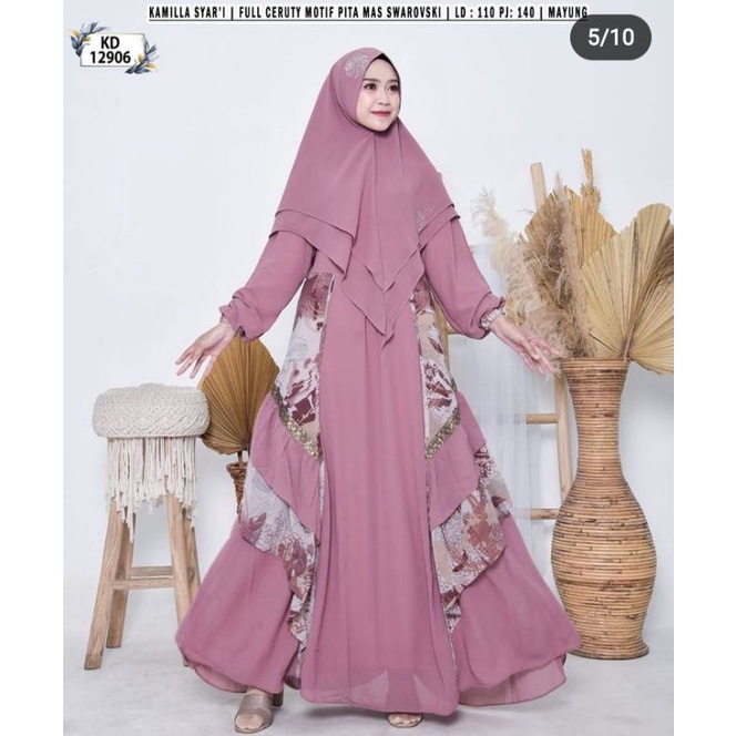 gamis syari bahan ceruty motif cantik