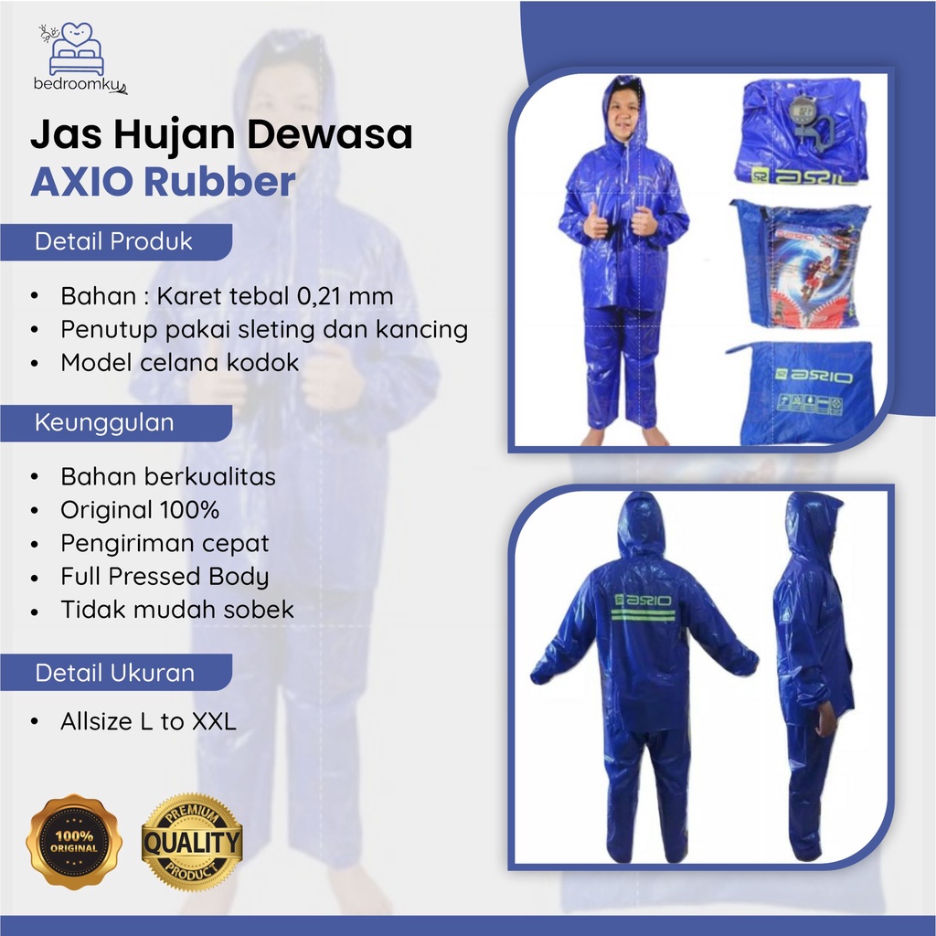 Jas Hujan Mantel Axio Karet Murah Original