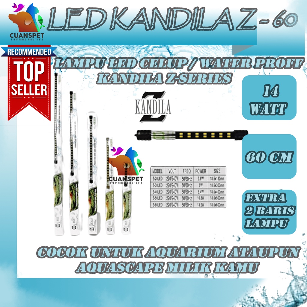 LAMPU CELUP LED AQUARIUM KANDILA Z - 60 L POWER 14WATT PANJANG 60CM LAMPU CELUP AQUARIUM LED