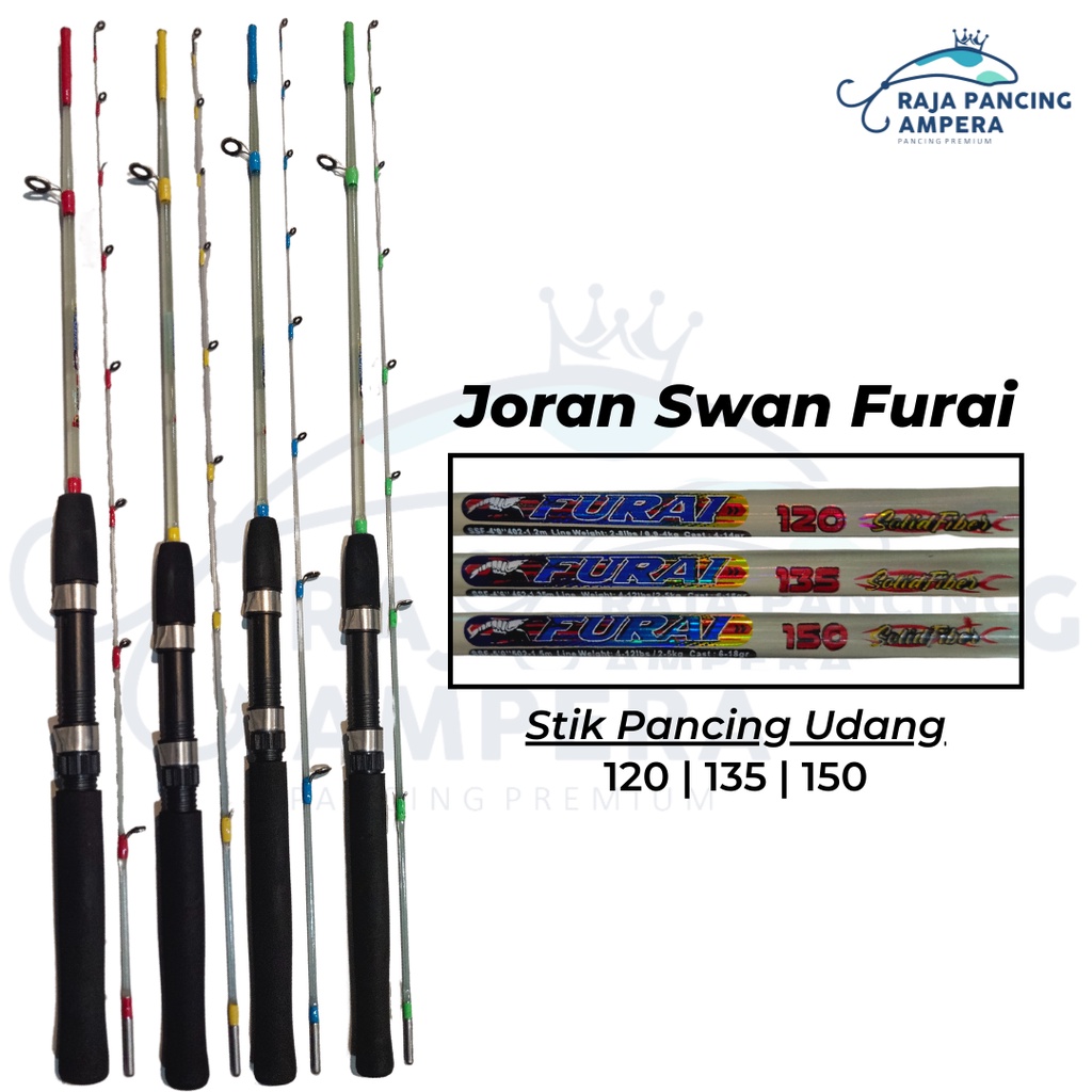Joran Spinning Swan Furai | Stik Pancing untuk Udang super lentur Transparan bahan Fiber Glass Solid