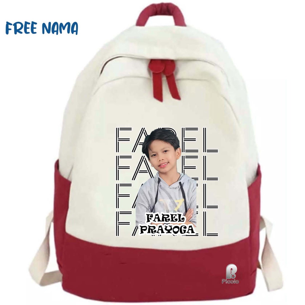 TAS RANSEL BACKPACK ANAK SEKOLAH MOTIF FAREL PRAYOGA UNISEX (FREE NAMA)