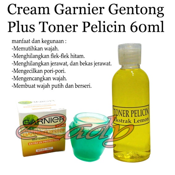 Cream Garnier Siang &amp; Malam Plus Toner Pelicin Ekstrak Lemon 60ml