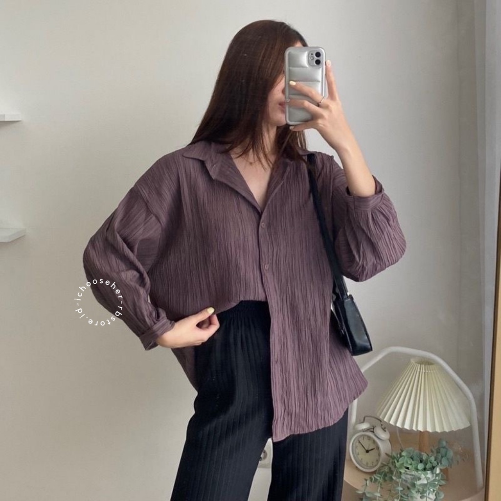 Kemeja Wanita Harri Shirt Basic Kemeja Lady Crush Oversize