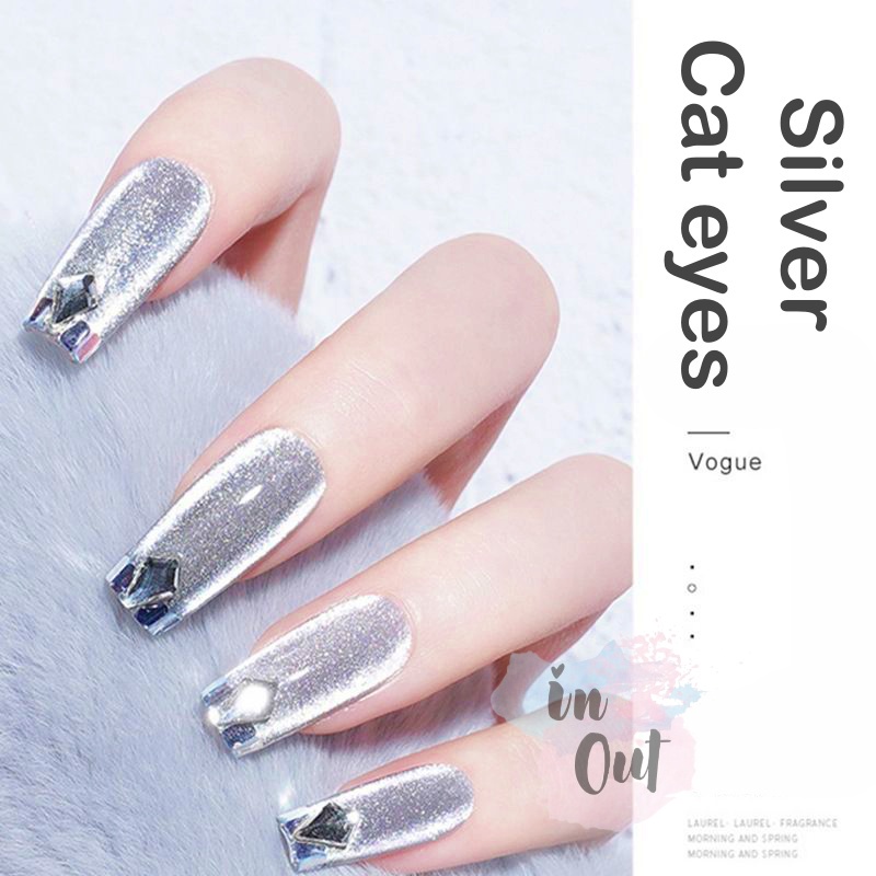 Charzieg Universal Spar Cat Eyes Gel Polish / kutek Silver Cat eyes  mata kucing blink cat kuku 15ml KU007