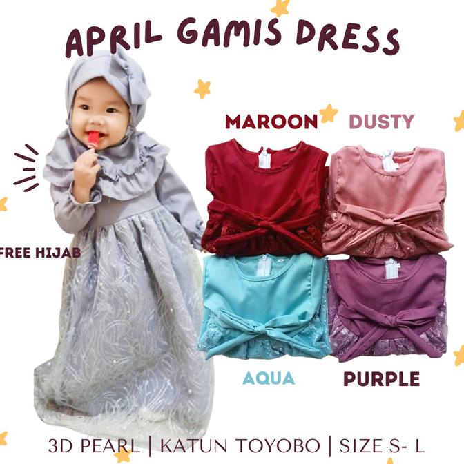 gamis tile akar premium mutiara bayi balita perempuan pesta APRIL