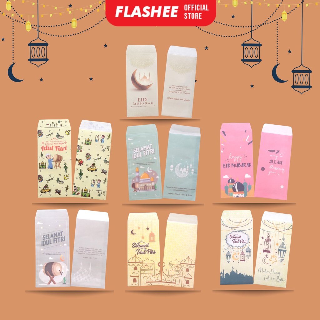

Flashee Amplop Lebaran 2025 Amplop Lebaran Unik Amplop Aesthetic Lucu Amplop THR 1 Pack Isi 5pcs