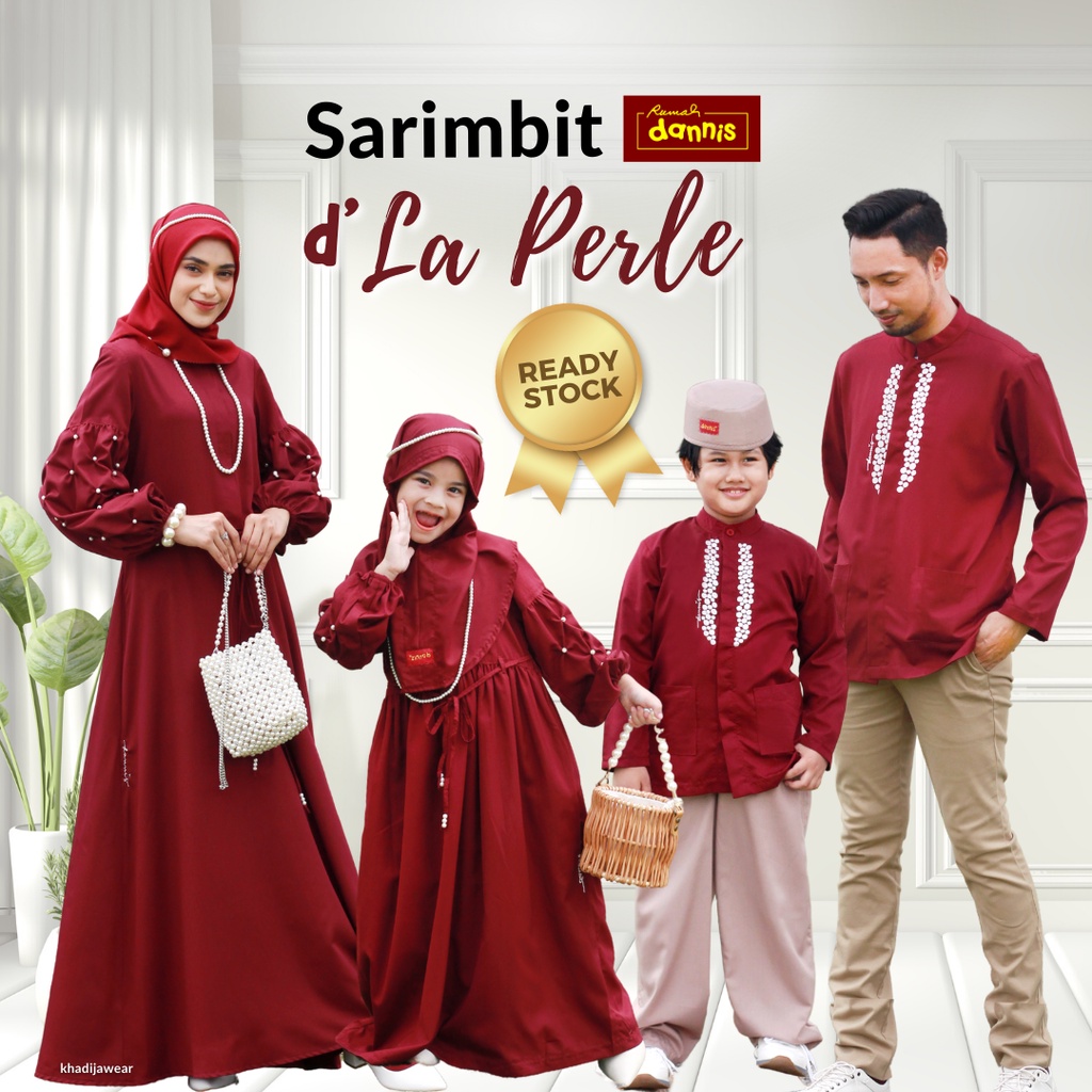 Dannis Sarimbit La Perle Katun Couple Keluarga lebaran ready stock komplit koko gamis lebaran couple