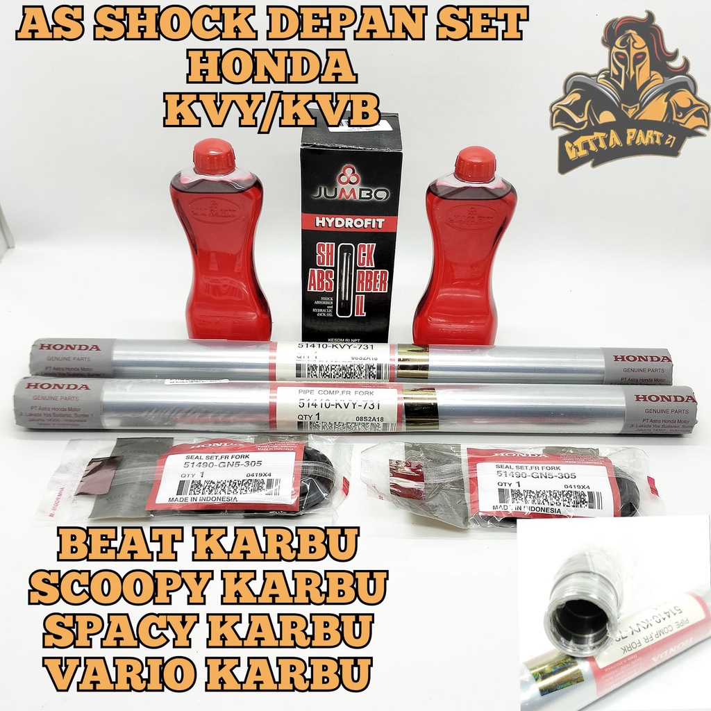 AS SHOCK DEPAN SET HONDA AHM KVY / KVB 100% ASLI ORIGINAL HONDA AHM SEAL SHOCK OLI SHOCK BEAT KARBU SCOOPY KARBU SPACY KARBU VARIO 110 KARBU SHOK SOK SKOK