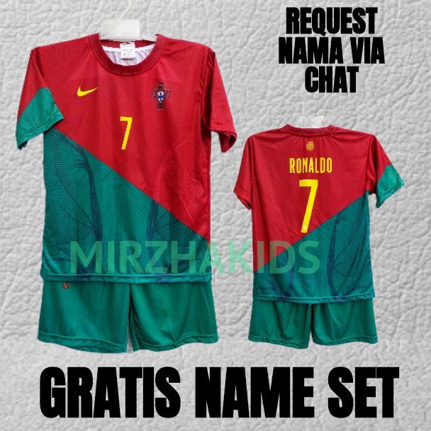 jersey baju bola PIALA DUNIA  anak portugal HOME/setelan baju bolA anak portugal/jersey bola ronaldo portugal