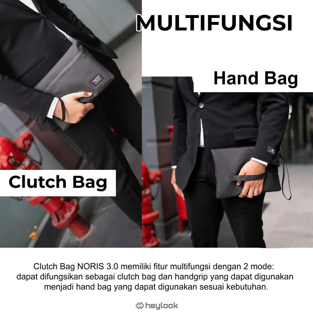 Clutch Bag Pouch Travel Handbag Pria Wanita Pouch Bag Organizer Tas Genggam Waterproof – HITAM