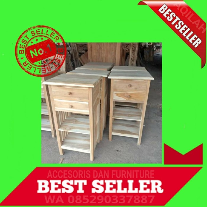 RAY meja dispenser jati mentah belum finishing furniture asli Jepara
