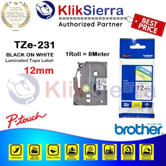 

BROTHER TZe-231 12mm PTouch Tape Label TZe231 Black on White