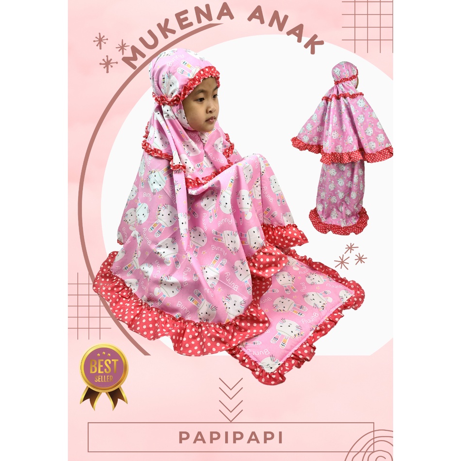 MUKENA ANAK PLUS SAJADAH KATUN MICRO RABBIT PINK