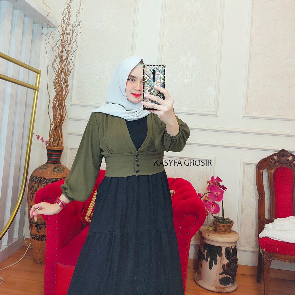 MAURIN TOP BLOUSE // BIANCA SEMI OUTER CRINCLE-MAURIN-ARMY