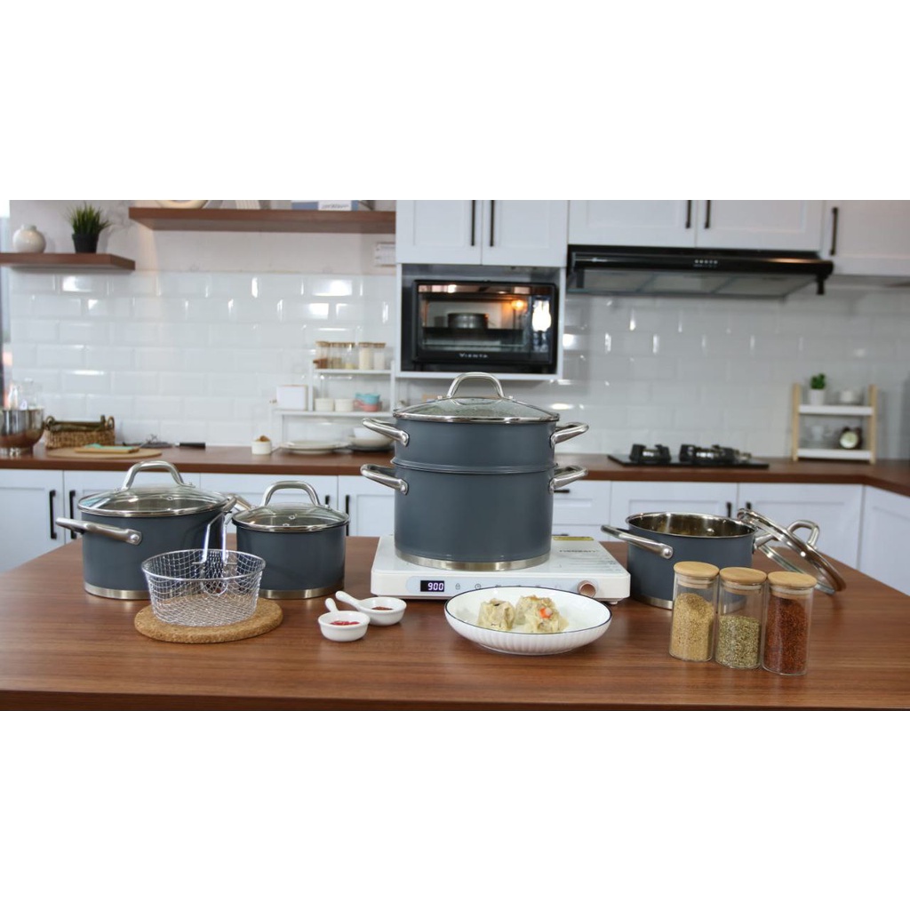 Blue Sapphire (Panci Set Lengkap, Multifungsi, Sehat nan Menawan) by Swiden