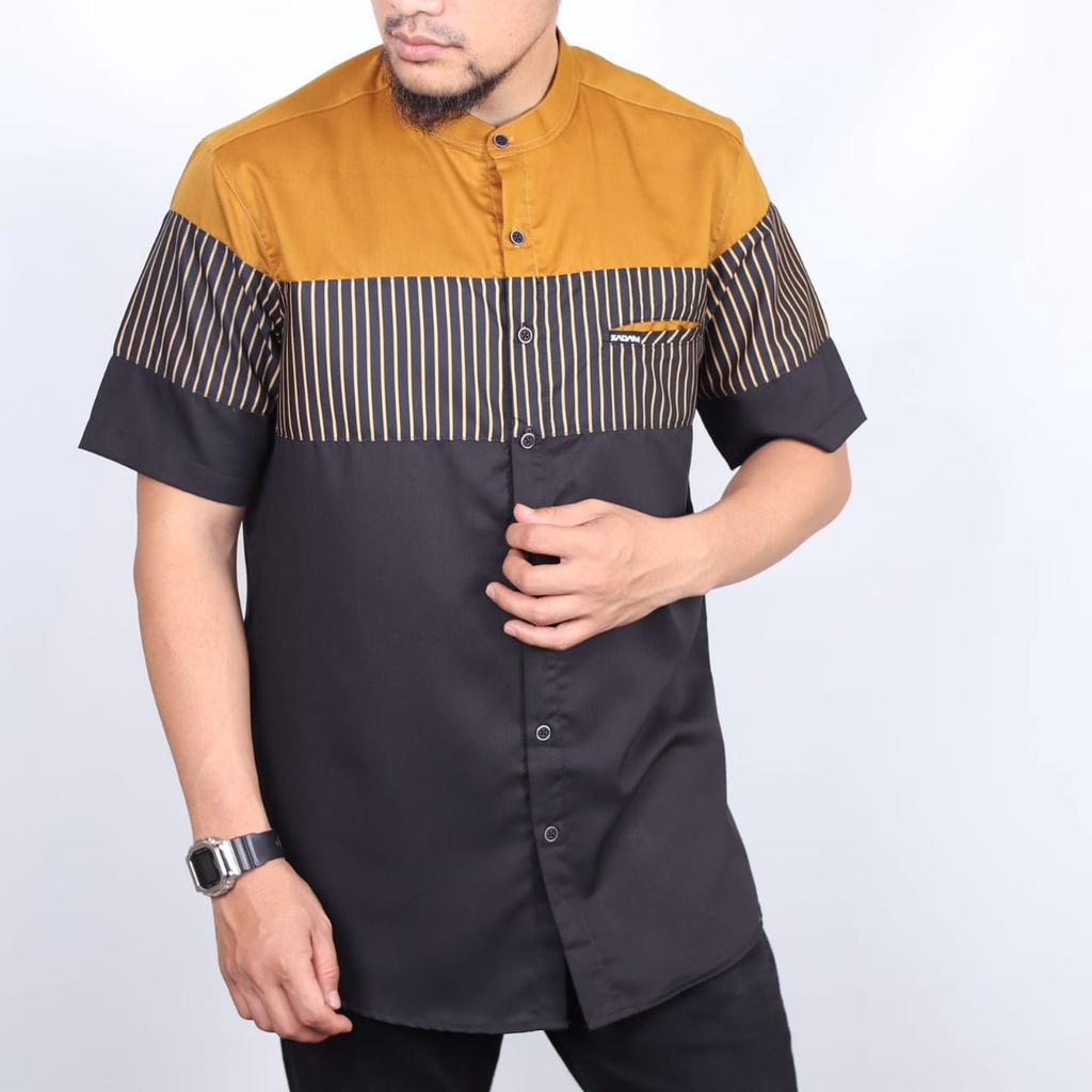 BAJU KOKO KURTA PAKISTAN LENGAN PENDEK KOKO KATUN PAKAIAN MUSLIM PRIA UKURAN M L XL
