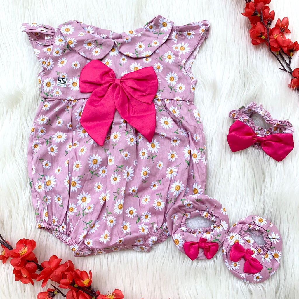 Setelan jumper sepatu lucu motif bunga free bandana bayi perempuan cewek murah fashion -emi