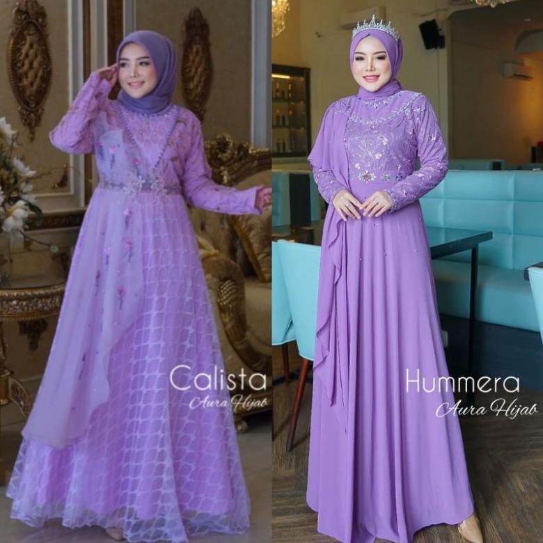 PROMO gamis dress Calista hummera gown ORI aura hijab Murah