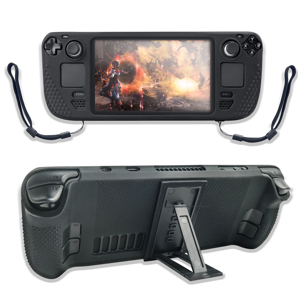 Case Pelindung Untuk Steam Deck Silikon Hitam Cover Shell Dengan Holder