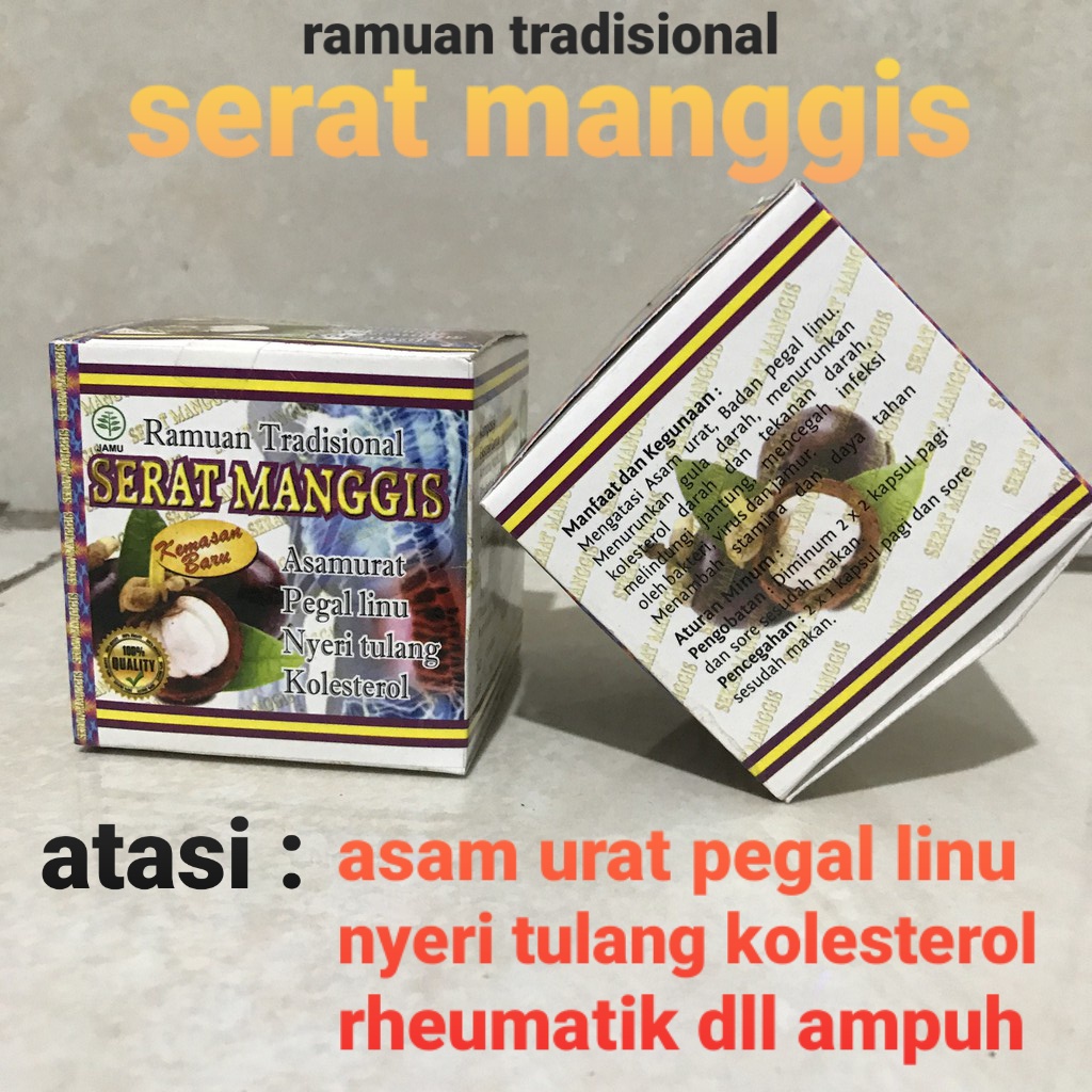 OBAT TRADISIONAL SERAT MANGGIS ASLI SACHET 40 KAPSUL KEMASAN BARU JAMU herbal pegal linu chikungunya
