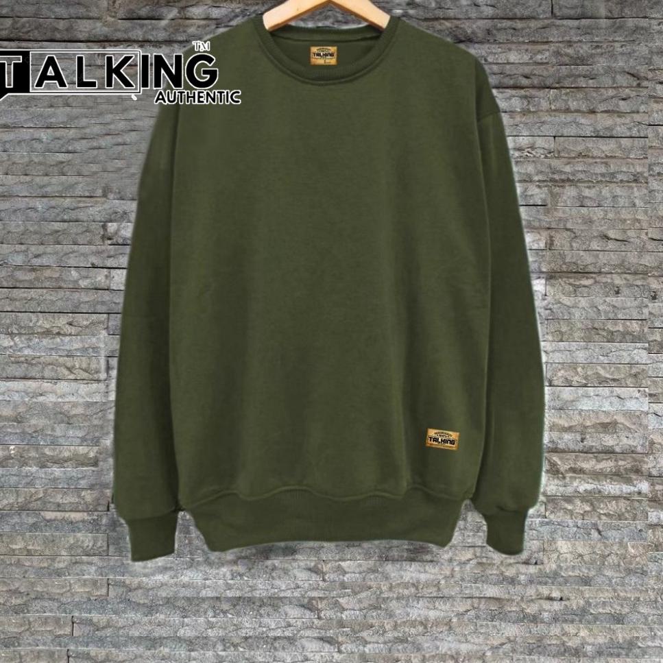 HOT SALE Crewneck Polos Hijau Army Pria Wanita Sweater Polos Jaket Switer Pria Wanita Jumbo Tebal Co