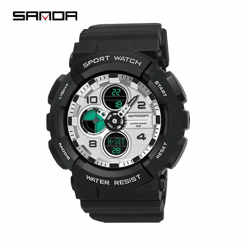 Jam Tangan SANDA 6027 Jam Tangan Pria Digital Analog Tali Rubber Shockproof Anti Air