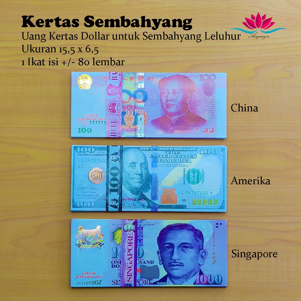 Uang Kertas Dollar untuk Sembahyang Leluhur Cheng Beng