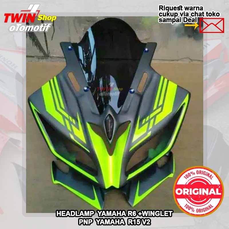 HEADLAMP  YAMAHA R6 + WINGLET UNTUK YAMAHA  R15V2, TOPENG R15V2, HEADLAMP RA15V2