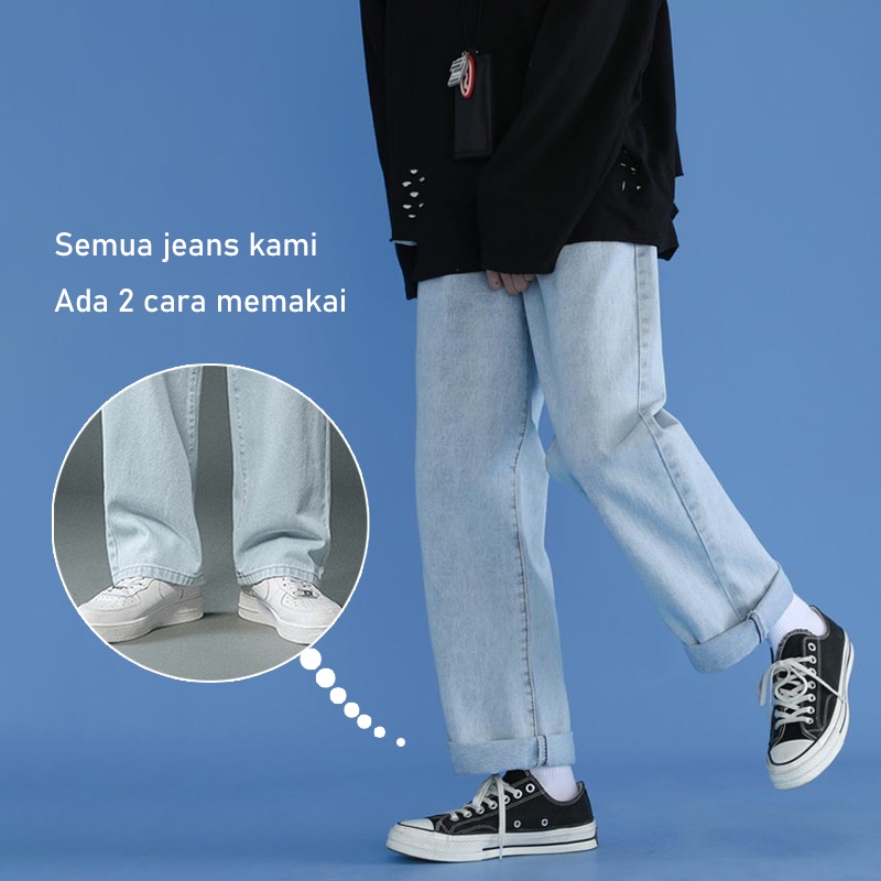 Celana pria jeans korean style celana panjang pria celana baggy pants celana longgar jeans hitam Model Kulot Oversize celana kasual pria celana panjang laki laki celana cowok kekinian terbaru 2023 celana jeans cowok Celana gombrang pria