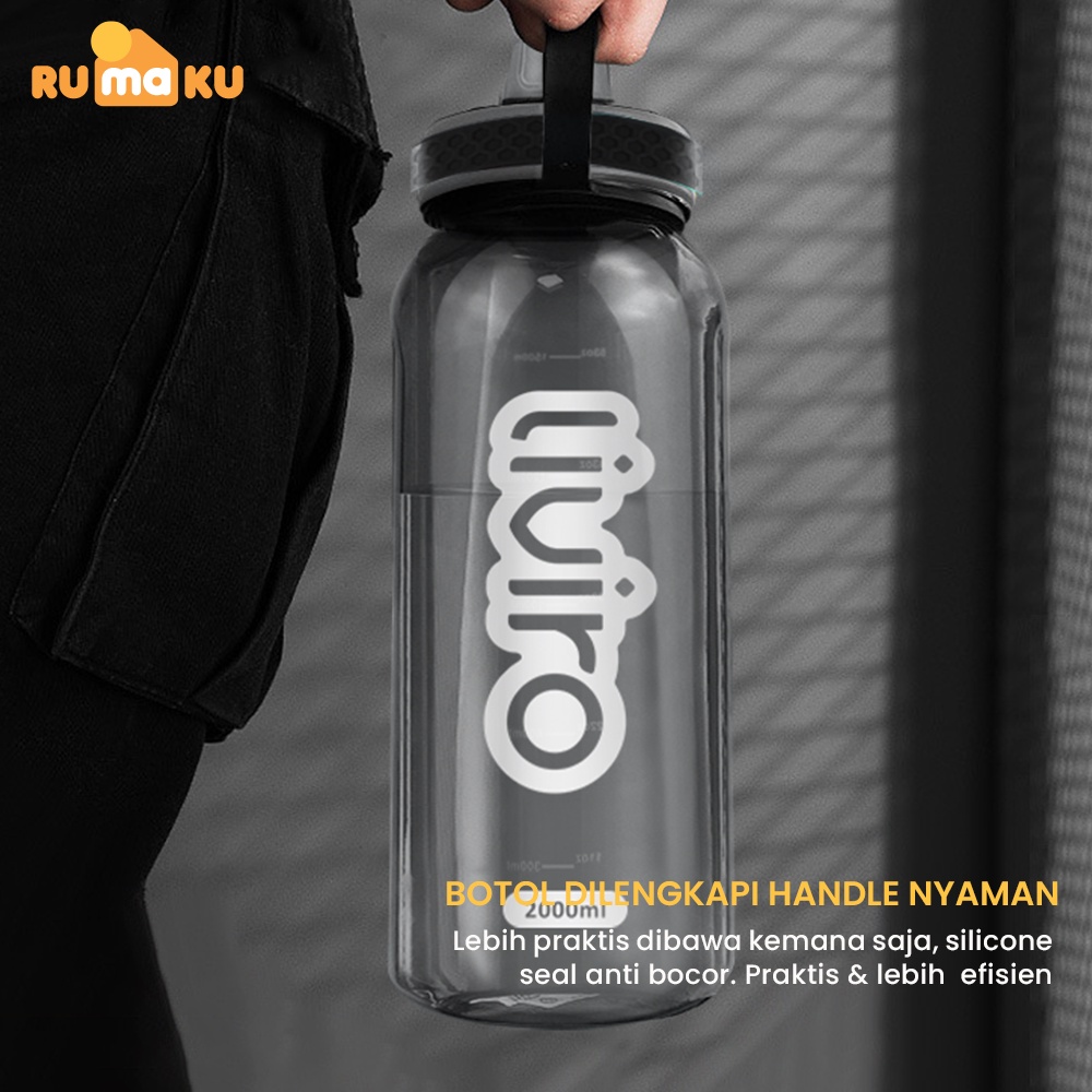 Rumaku Botol Minum Signature Besar Jumbo Sporty 1500 ml dan 2000 ml Silicone Cap Handle Premium