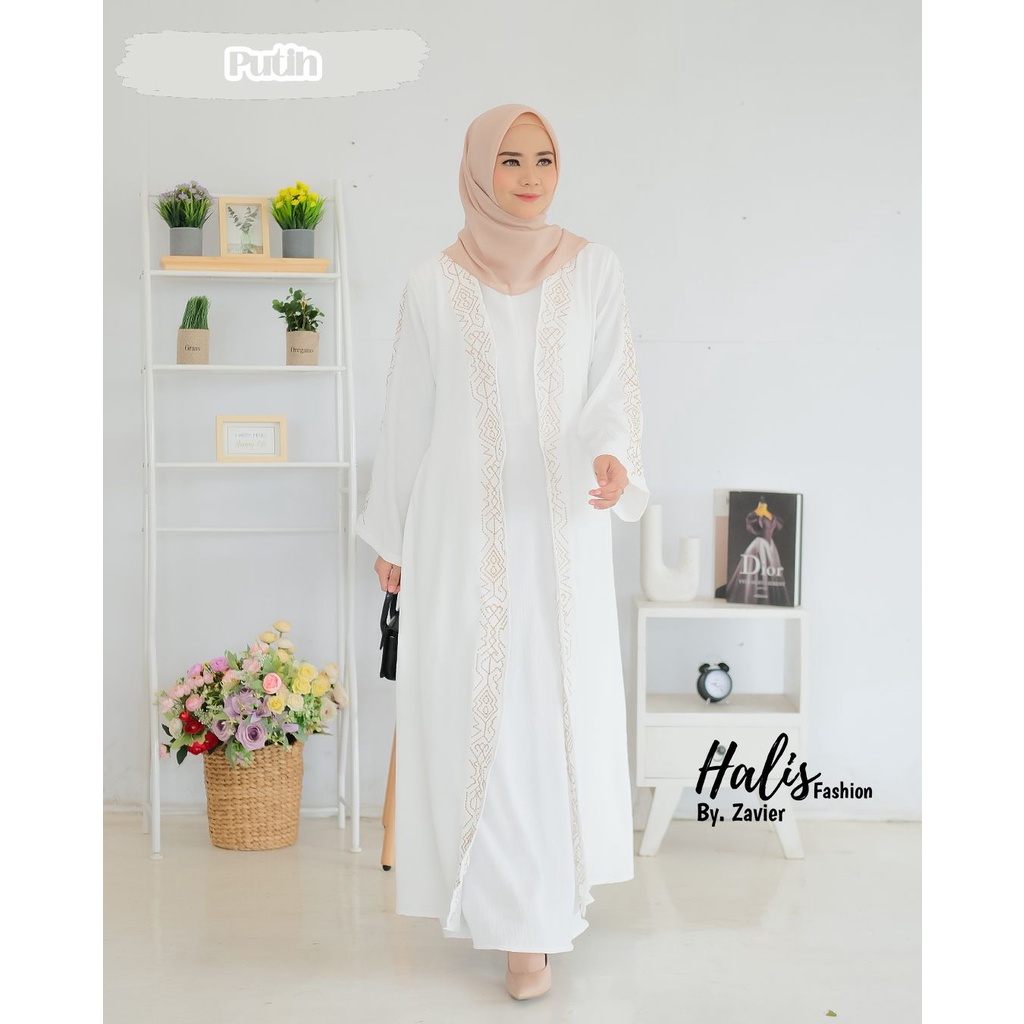 GAMIS CRINGKLE BORDIR ROMPI HALIS LEBARAN OOTD STYLE SYARI MODEL TERBARU