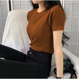 BAJU ATASAN GISELLA RAJUT WANITA LENGAN PENDEK/BLOUSE RAJUT LENGAN PENDEK