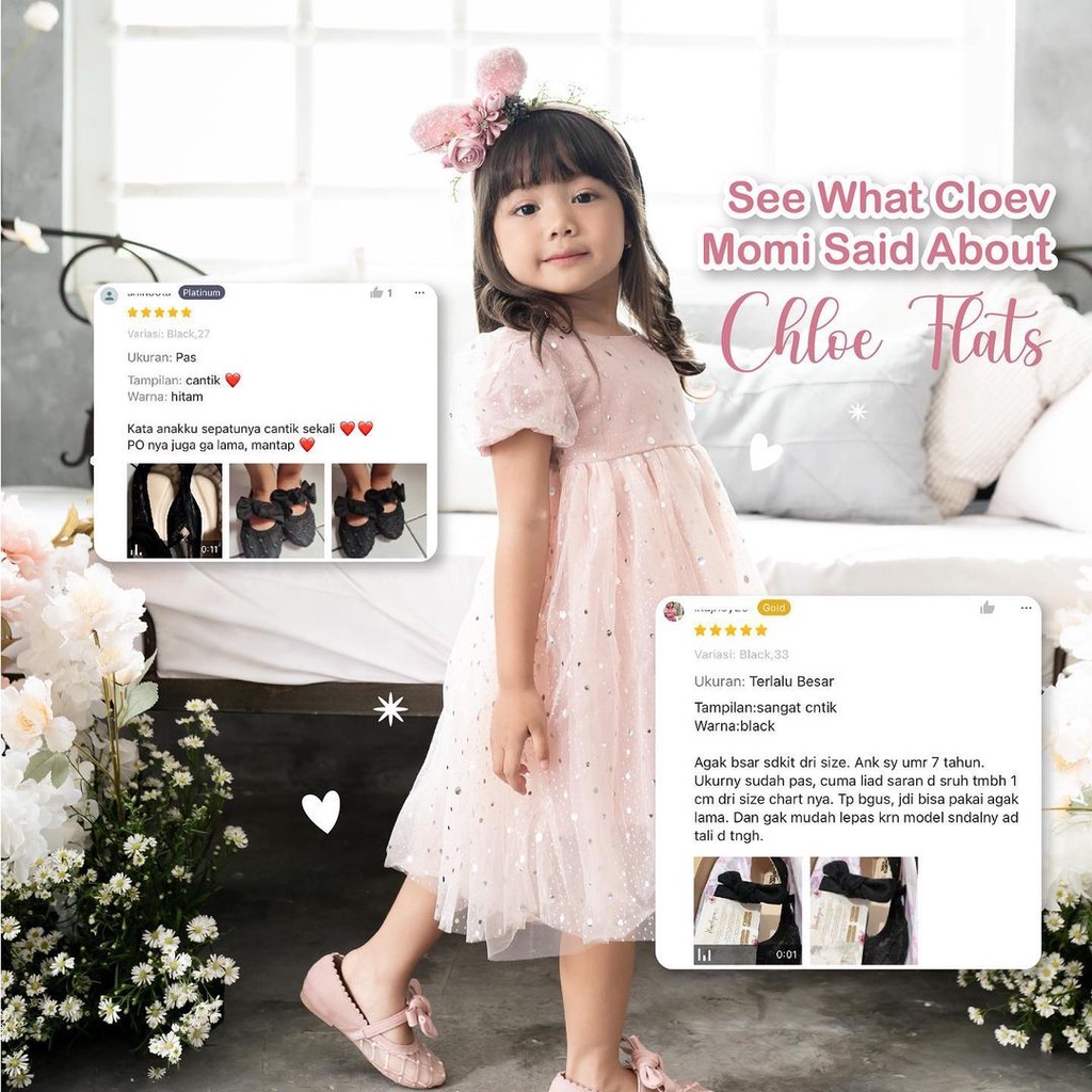 CLOEVKIDS - Chloe Flat shoes Sepatu Anak Pesta Perempuan - Fleur de Lis