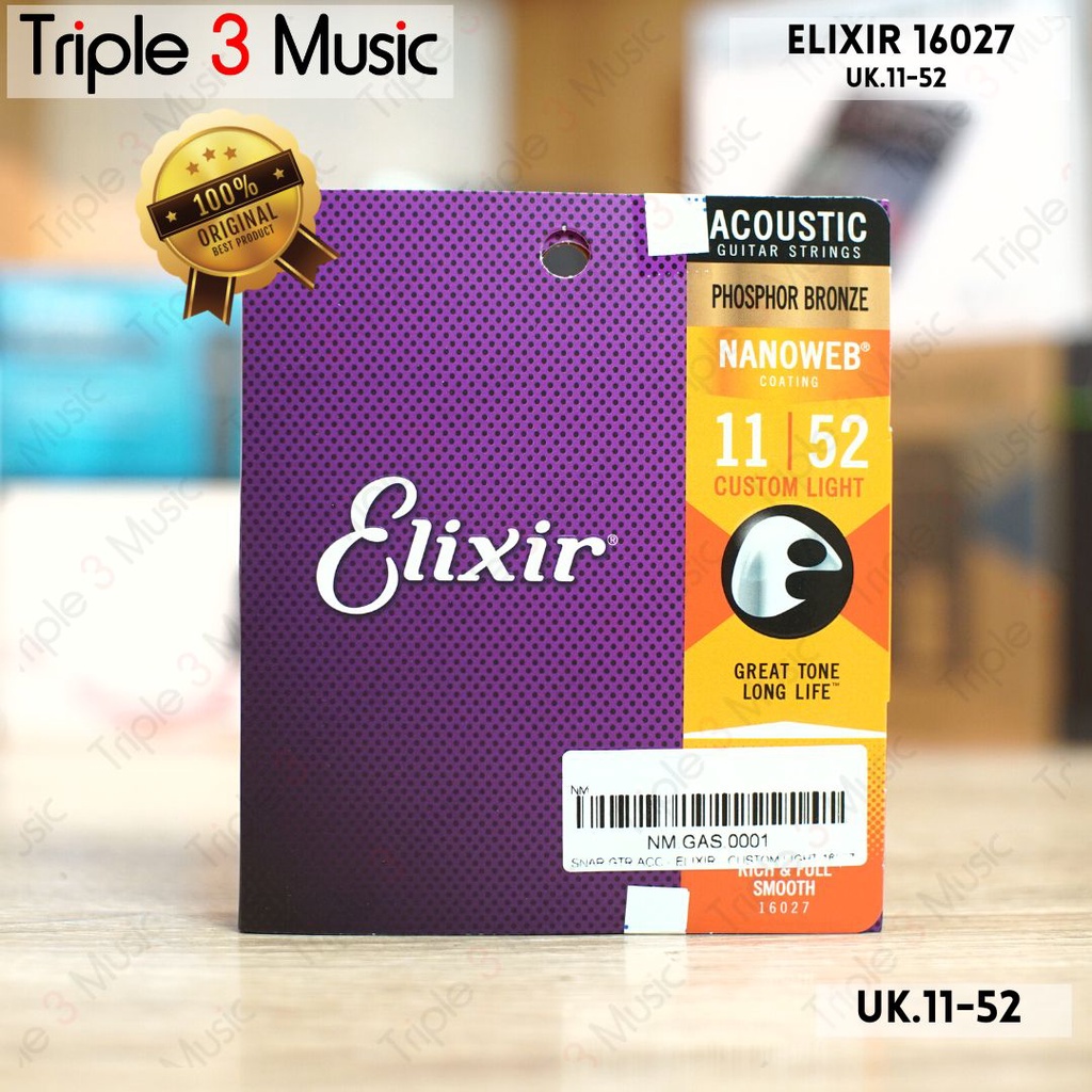 Elixir 16027 11-52 Nanoweb senar gitar akustik ORIGINAL