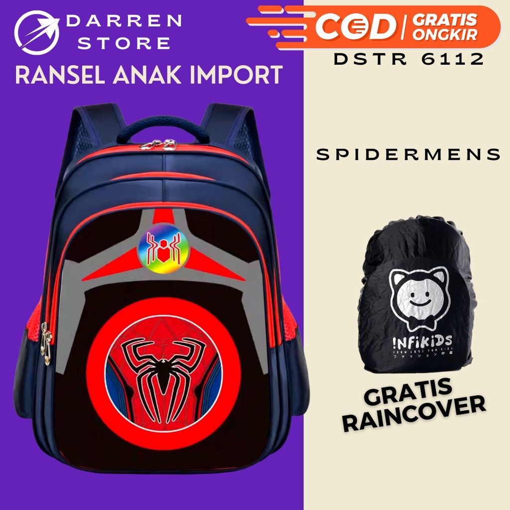 Ransel Sekolah Import DSTR 6112 Tas Anak Laki Laki SD 16inch Gambar Embos Timbul