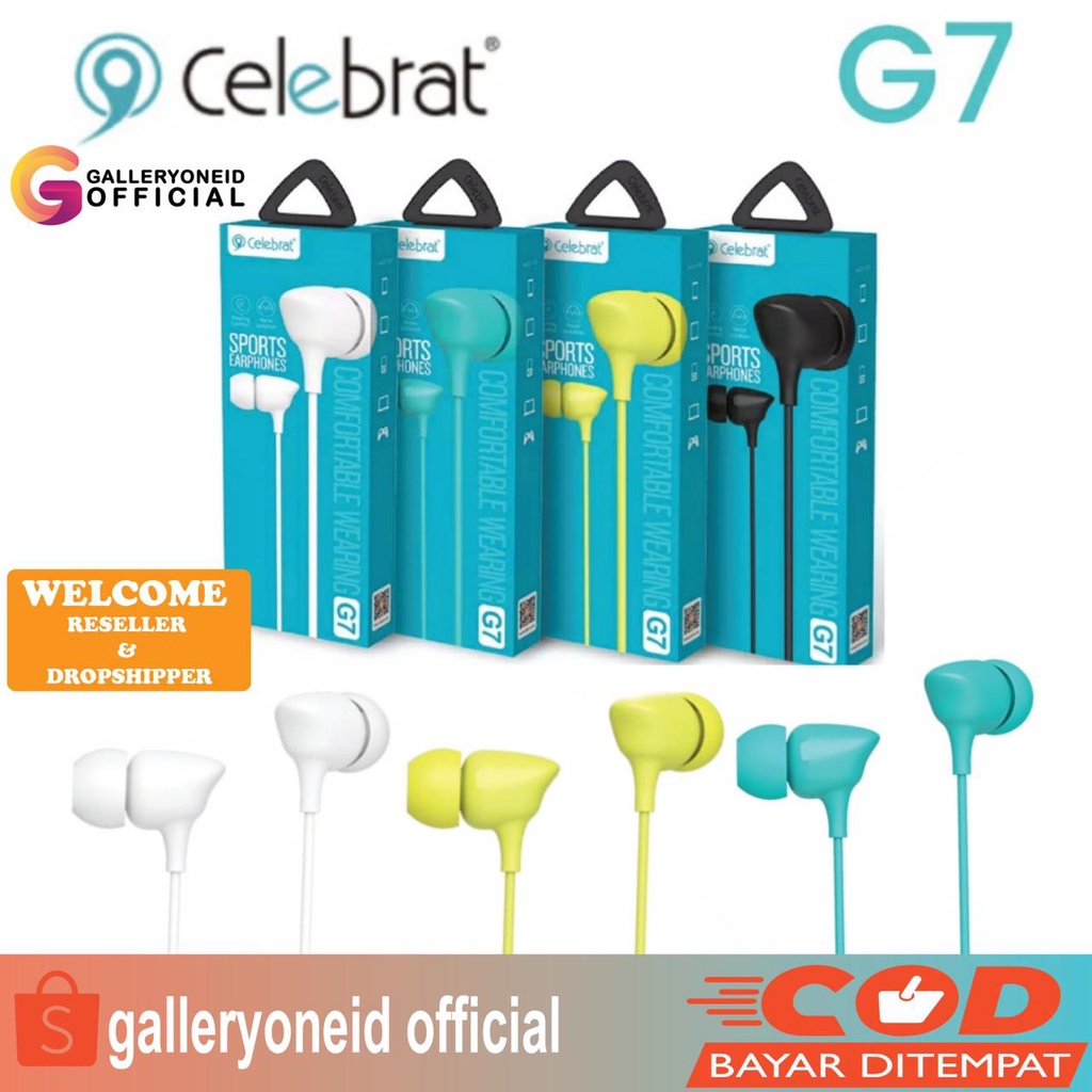 Celebrat G7 Headset Earphone Universal Stereo Super Bass Hifi Premium Quality Jack 3.5mm