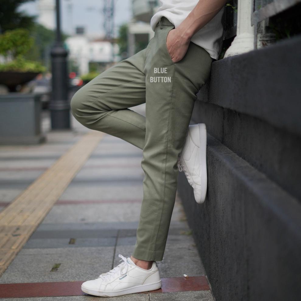 TERLARIS BlueButton Chino Ankle Pants Slim Fit Sage