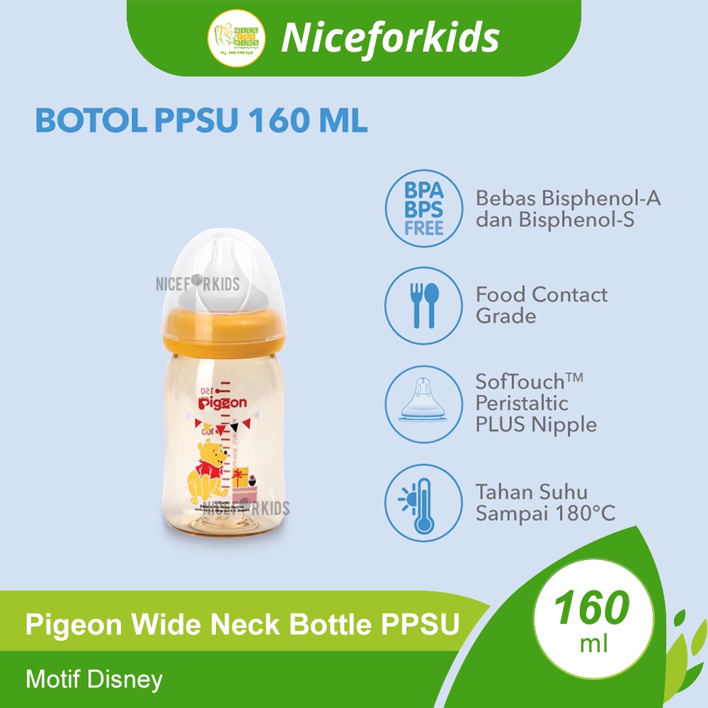 Pigeon Wide Neck Bottle PPSU 160ml / Wide Neck Bottle 240ml Botol Susu Bayi Wide Neck