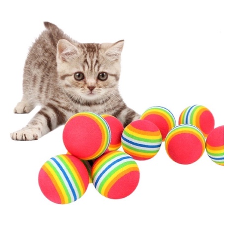 DHIOSHOPI - BOLA PELANGI Mainan Gigitan Bola Gigit Kucing Anjing