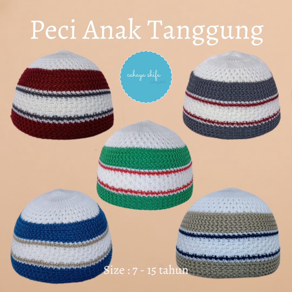Peci anak tanggung 7-15 th kopiah rajut ASEP polos