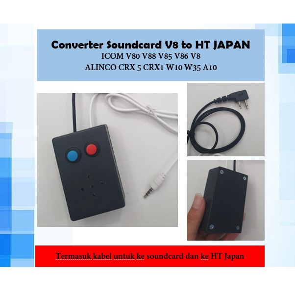 Converter Soundcard V8 to HT Japan Konverter sambung HT ICOM v80 v88 v85 v86 ALINCO w10 crx5 Murah READY