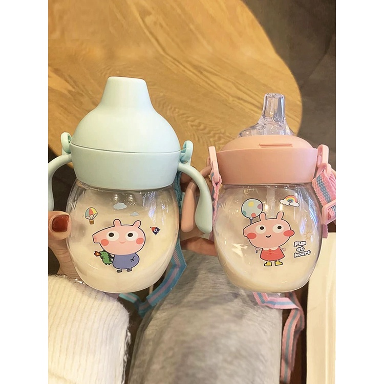 Botol Jerami Anak Minum Karakter Rabbit Bear Tutup Clip import Kartun 280ML SUPER CUTE Botol Minum dot bayi pelatih Minum