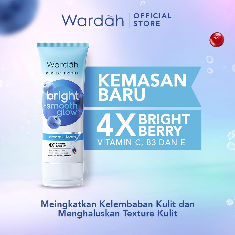 (Facial Wash) Wardah PERFECT BRIGHT Creamy Foam 100 ml / 50 ml Brightening + Smoothing/Oil Control - Kulit Normal Kering Dry / Berminyak Kombinasi Oily Skin - Sabun Cuci Muka Pembersih Pencuci Wajah Cleanser Pemcuci Face Wash Cleansing Fasial Perfek Brigh