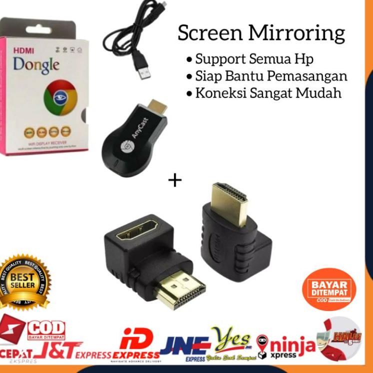 Paling Meriah (COD) ANYCASH DONGEL WIRELESS DONGLE ANYCAST WIFI MIRACAST TV + ADAPTER SAMBUNGAN HDTV