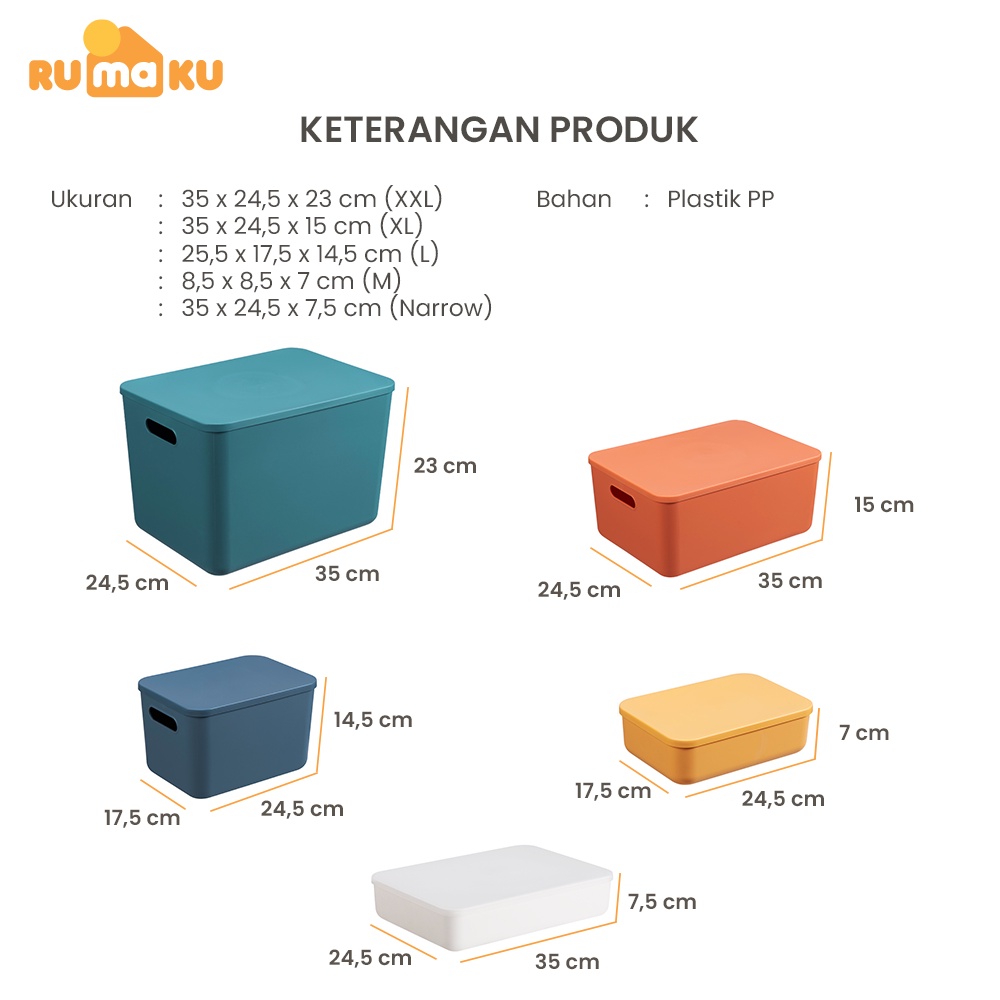 Rumaku Kotak Penyimpanan Serbaguna dengan Tutup Storage Box Multifungsi Keranjang Plastik Serbaguna