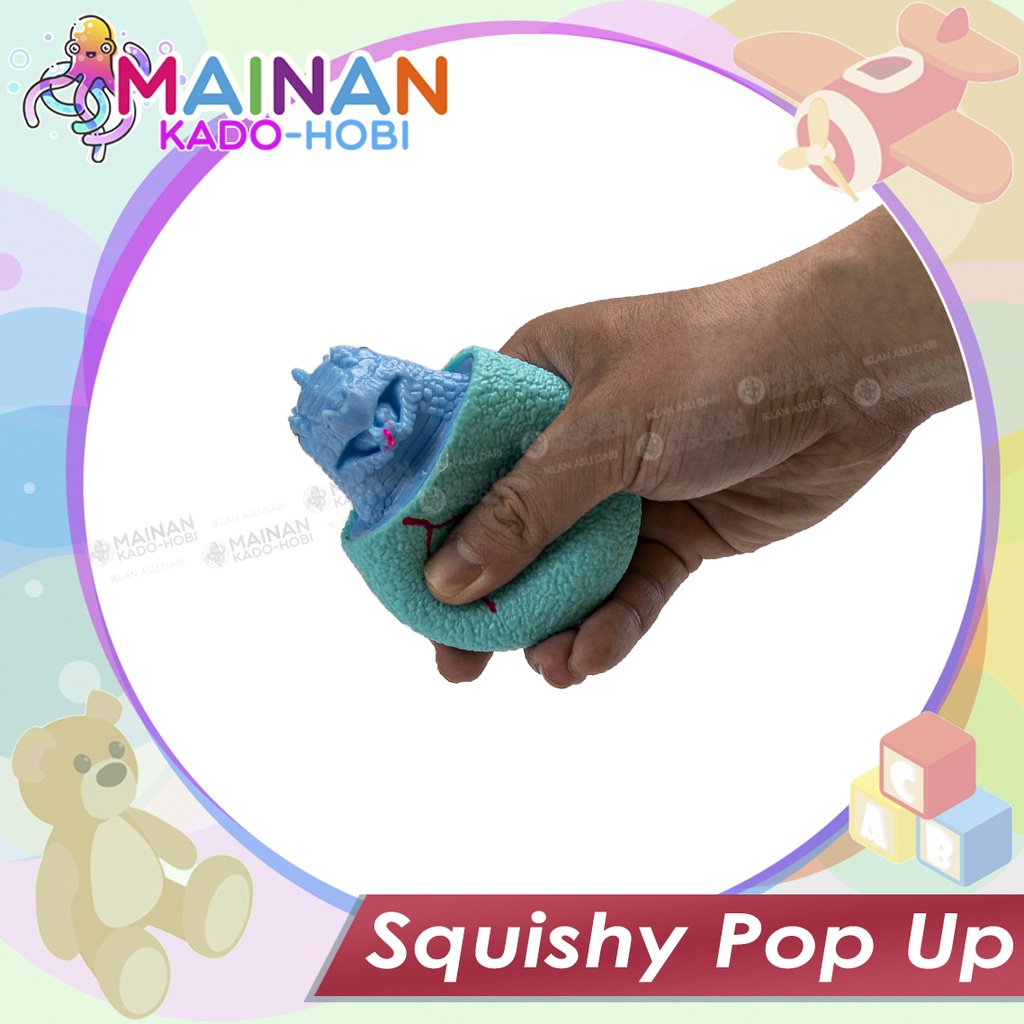 HADIAH ULANG TAHUN MAINAN ANAK SQUISHY POP UP POUL TRY KARAKTER DINO